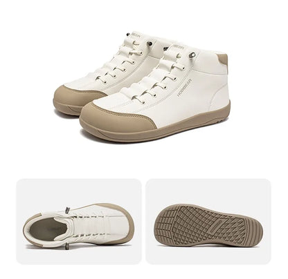 HOBIBEAR Mid-Top Barefoot Shoes Unisex Wide Toe Minimalist Ankle Boots Artificial Leather Outdoor Non-Slip Sneaker