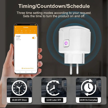 16A/20A Zigbee 3.0 Smart Plug EU Socket With Countdown Timing Voice Control Support Alexa Google Home Yandex Alice