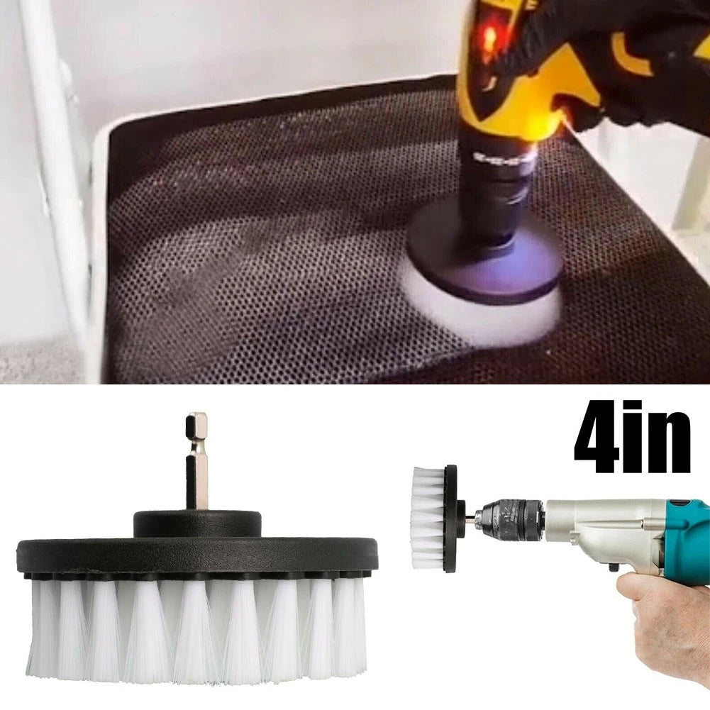 1PC 4-Inch Soft Drill Brush Attachment for Electric Scrubber - Carpet Leather Upholstery Car Tire Cleaner Accessory