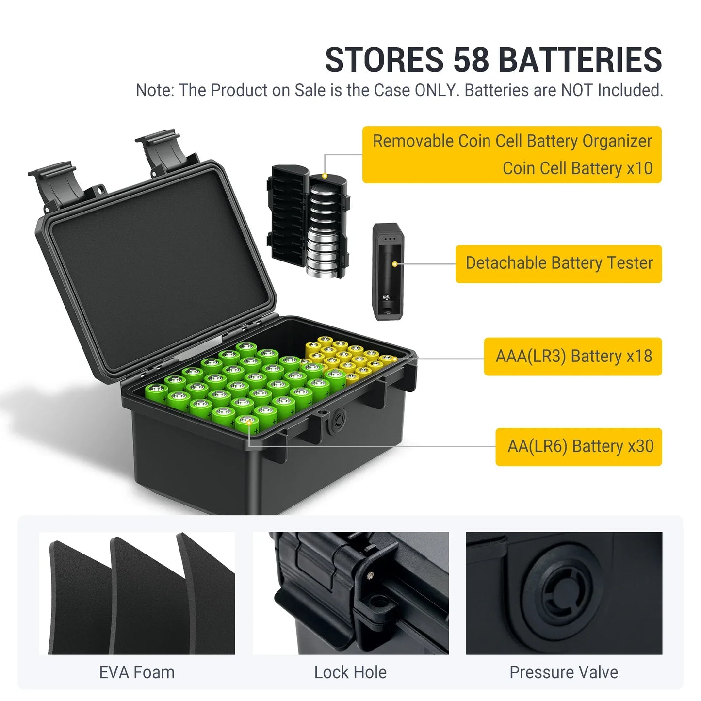 Multi Slots 18650/21700/AA/AAA/Coin Battery Case Storage Box Container Holder IP67 Waterproof And Dustproof Battery Storage Box