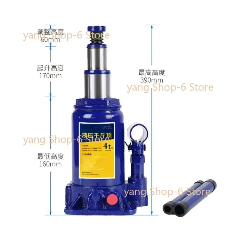 Vertical Hydraulic Jack with Safety Valve 4 Tons Low Version of The Car Jack Maximum Height 390mm Tool Part
