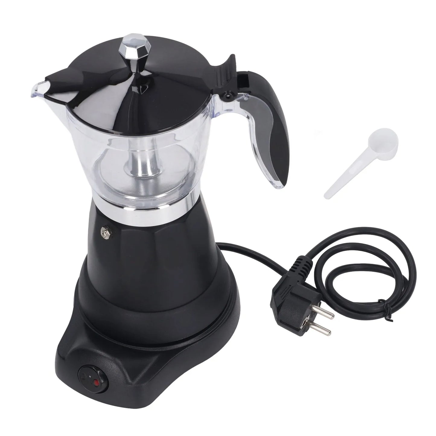 Portable 6 Cup Electric Coffee Maker Transparent Top Italian Coffee Pot Machine 300ML for Home