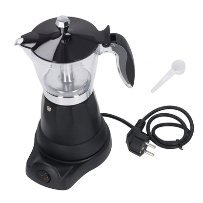 Portable 6 Cup Electric Coffee Maker Transparent Top Italian Coffee Pot Machine 300ML for Home