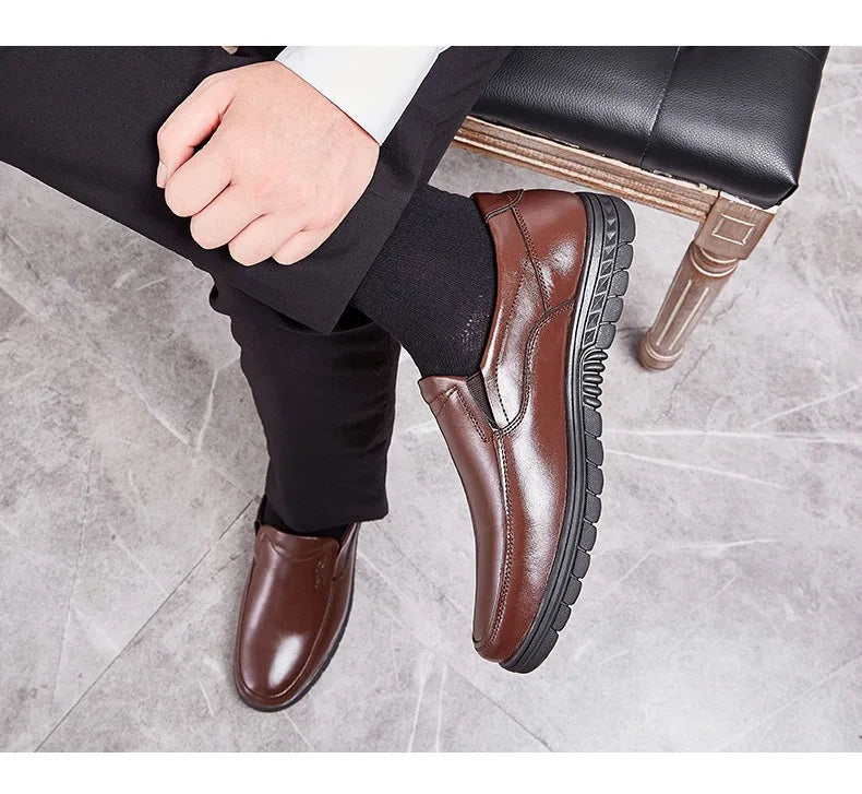 Men's PU Leather Shoes Formal Dress Loafers Large Size Casual Soft Mens Business Comfortable Non-slip Driving Shoes