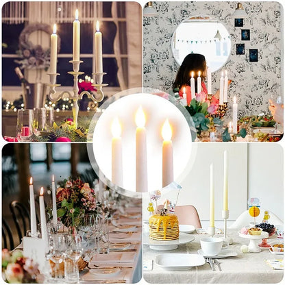 6/12Pcs LED Flameless Taper Candles Tapered Candle Battery Operated Warm White Flickering Flame Handheld Candlesticks Home Decor