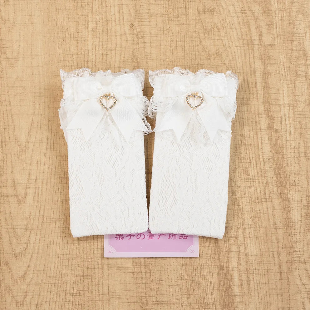 JK Lolita Lace Stockings Bow Knot Sweet Socks Female Long Stocking Teen Uniform Calf Socks Student Cute JK Socks