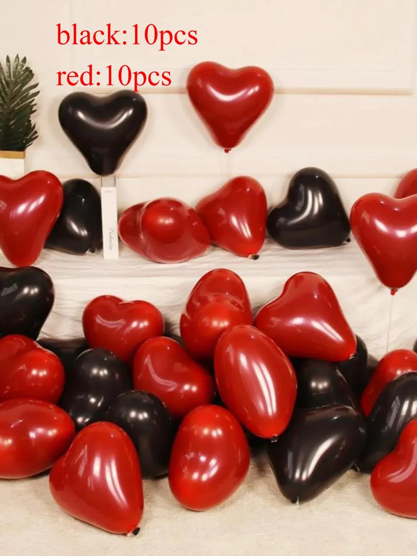 10/20Pcs Heart Shaped Balloons Red Pink Black Latex Balloon for DIY Valentine's Day Engagement Wedding Party Anniversary Decor