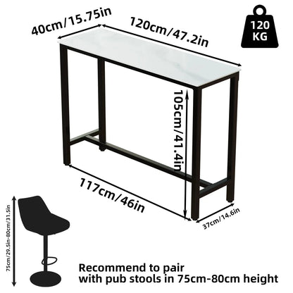 Slate Marble Kitchen Table Bar Table Pub Dining Counter High Table Breakfast Table, 4-6 Person, 120CM Long, Excluding Chairs  ﻿