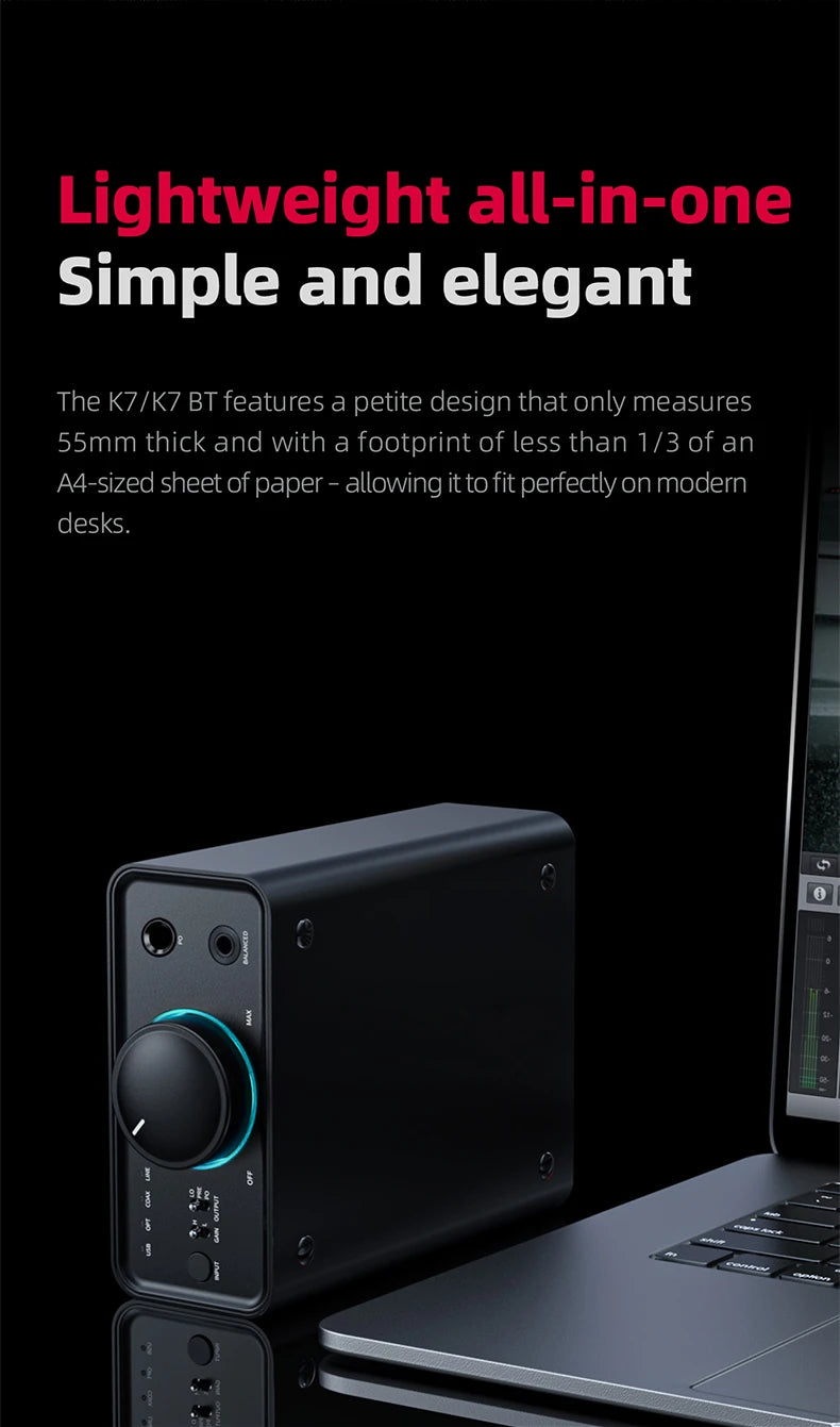 FiiO K7/K7BT  Balanced HiFi DAC Headphone Amplifier AK4493S*2, XMOS XU208 PCM384kHz DSD256,USB/Optical/Coaxial/RCA Inputs