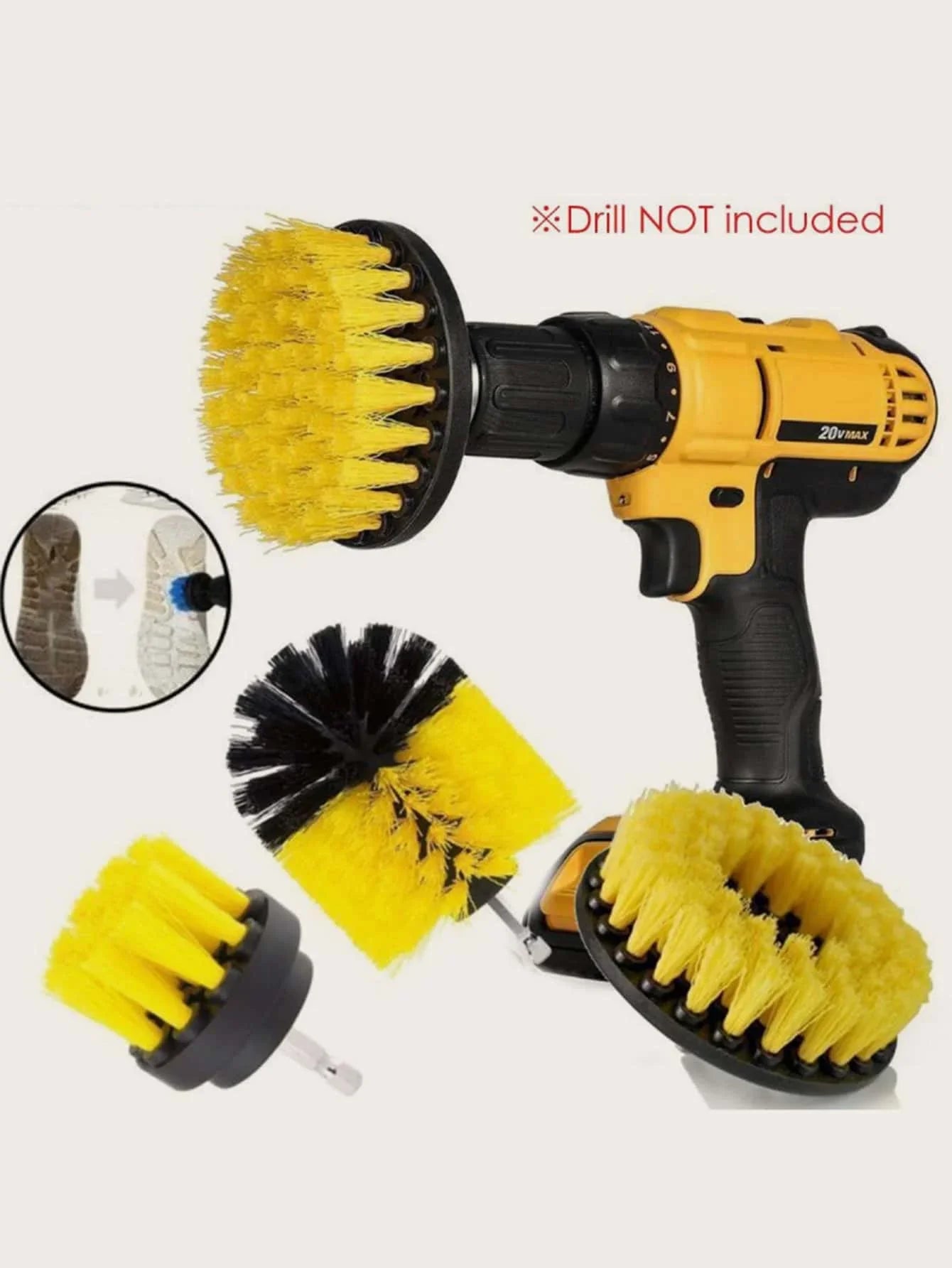 3Pcs/Set Electric Scrubber Brush Drill Brush Kit Plastic Round Cleaning Brush for Carpet Glass Car Tires Nylon Brushes