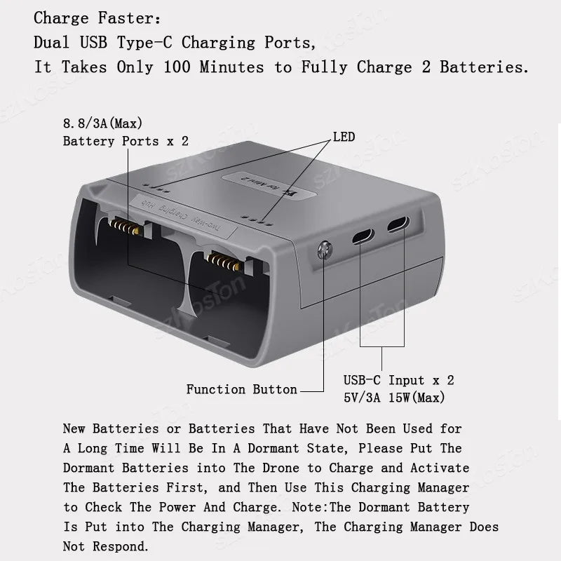 For DJI Mavic Mini 2/SE Mini 4K Battery Charging Hub Drone Battery Charger Charge 2/3-Way Battery Mini 2/SE Drone Accessories
