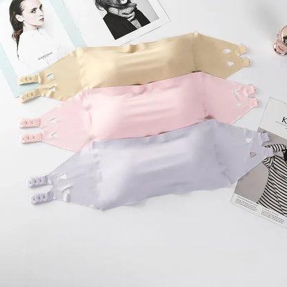 1-Piece Adolescent Girls Stretch Strapless Bras Ice Silk Seamless Bandeau Breast Care Cup Young Girls Soft Wraps Crop Tube Tops