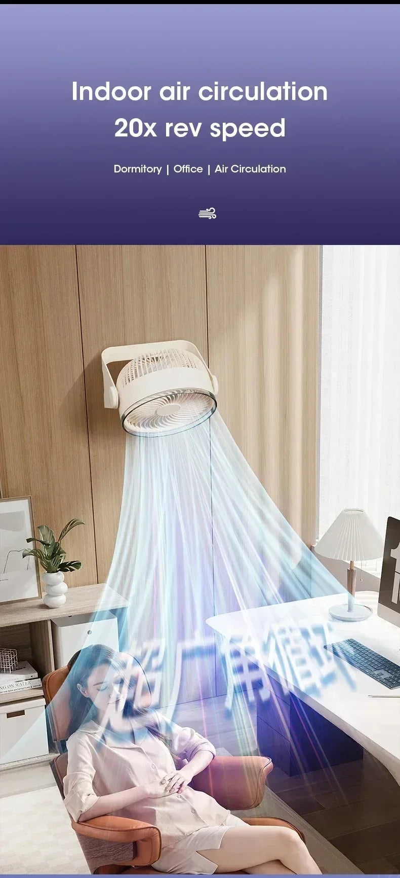 5-Speed Adjustable Multifunctional Electric Fan Circulator Portable Quiet Home Ventilator Desktop Wall Ceiling Fan Air Cooler