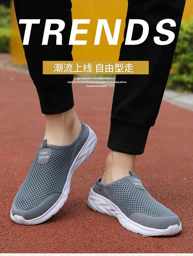YRZL Hot Sale Men Half Slipper High Quality New Design Mesh Shoes Breathable Outdoor Sandals Comfortable Couples Walking Shoes