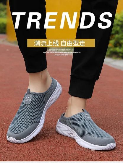 YRZL Hot Sale Men Half Slipper High Quality New Design Mesh Shoes Breathable Outdoor Sandals Comfortable Couples Walking Shoes