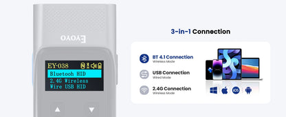 Eyoyo EY-038 Ring Barcode Scanner with Screen.1D Laser/2D Mini Wearable Bluetooth Finger QR Code Reader.Support Screen Scanning