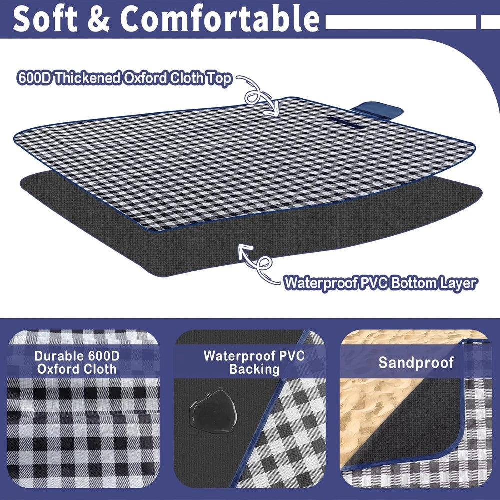 Picnic blanket Waterproof Camping blanket Travel blanket Beach blanket Picnic Mat 300x200cm XXL Foldable Portable