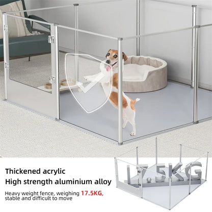 1Pc Large Acrylic Dog Playpen Cage Whelping Pen Box Indoor Enclosure Pet Clear Fence Puppy Playpen with Waterproof Fertility Pad