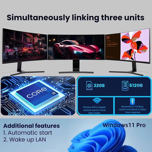 2026 Portable Intel Core i9-10980HK Computer Windows11 Pro 32GB RAM 1TB SSD Gaming Computer Dual-Band WiFi6 game Mini Desktop PC by PDG ibma