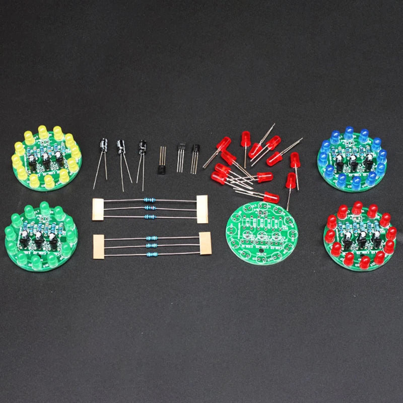 LED Round Water Lamp Production Kit Triode Sports Light Parts DIY Electronic Kit Fun Soldering Component Welding Skill Training
