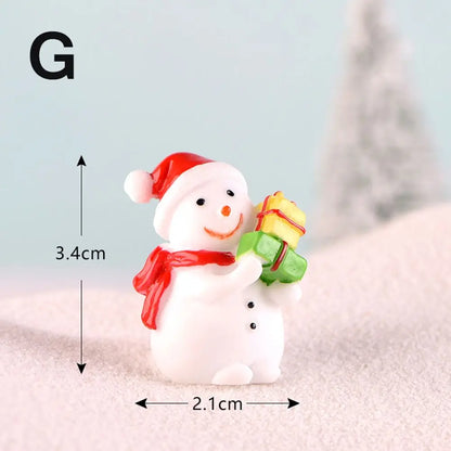 Gift Box Snowman Terrarium Dollhouse Fairy Garden Figures Micro Landscape Ornaments Figurines Christmas Miniature
