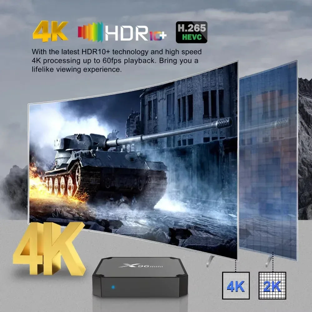 2026 4K UHD HDR10+ Smart Tv Box S905W Quad Core 4G WiFi TV Stick 1+8GB Android 10.0 X96 Mini Multimedia Player TV Box