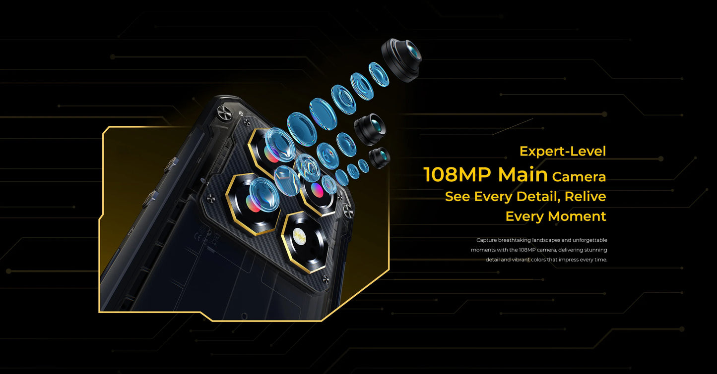 OUKITEL WP60 10000mAh Rugged Phone 7.2” HD+ Display 48GB(16+32) +512GB MTK 7025 Smartphone Android 15, 108MP Camera, NFC, 120Hz