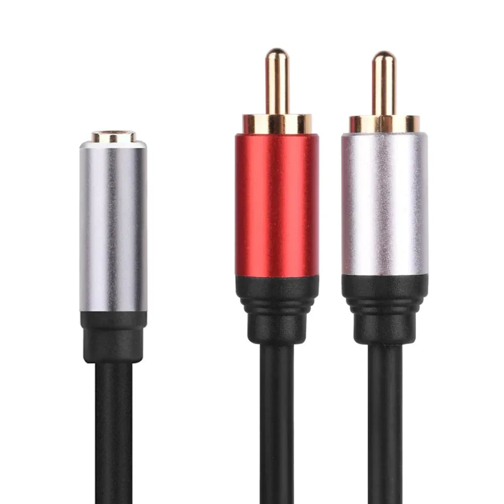 Stereo 3.5 RCA Y Cable 2RCA Male to 3.5mm Female AUX Jack Adapter Audio Cord for Computer MP3 Phone Speaker Home Theater DVD