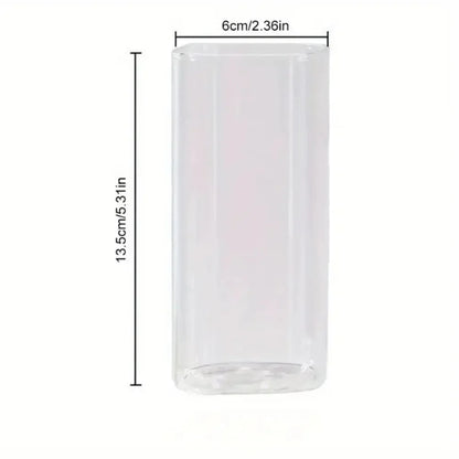 1pc Square Glass Coffee Mug with Lid & Straw Transparent Drinkware for Iced Coffee, Milk, Beer for Kitchen & Dining Coffee Cup