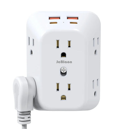 Multi Plug Wall Outle,6-Outlet Extender with 4 USB Ports,3 Sided Multi Plug Wall Adapter  Surge Protector for Home Office