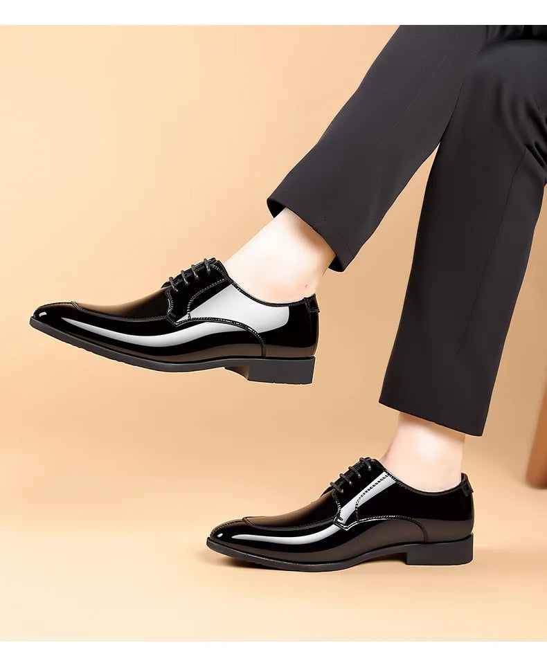 Business Men's Dress Shoes Patent Leather Trend Mens Party Shoe Soft Sole Casual Shoes Plus Size 38-48 Men Shoes High Quality