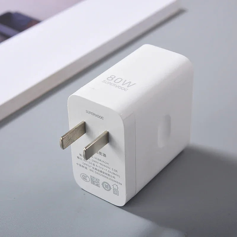 Oneplus 80W Supervooc Charger EU/US Fast Charge Adapter Usb Type C Cable for One Plus 1+ 12R 10 9 8 7 7T Pro Ace 2 Nord 2T Ace 3