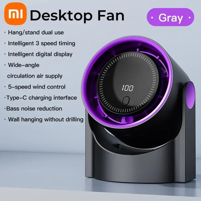 Xiaomi Smart Electric Fan 100 Level Bladeless Fan Portable Small Usb Charge Silent Desktop High-speed Circulating Cooling Fan