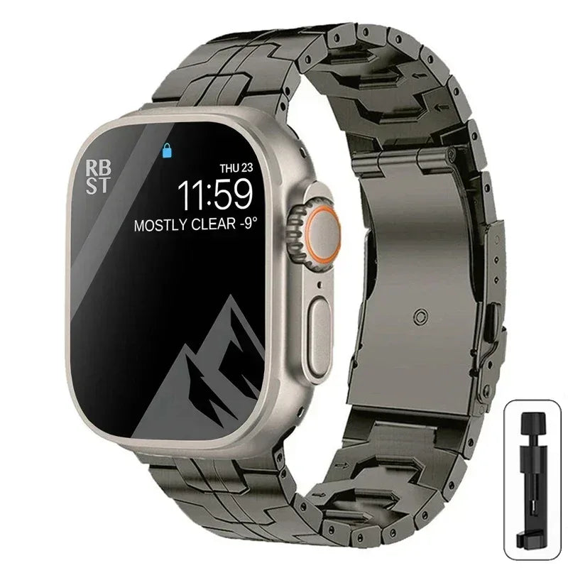 Titanium Strap for Apple Watch Ultra2 49mm 45 46 44mm 38mm 41mm Band Luxury Men's Style Bracelet for IWatch SE 10 9 8 7 6 5 4 3