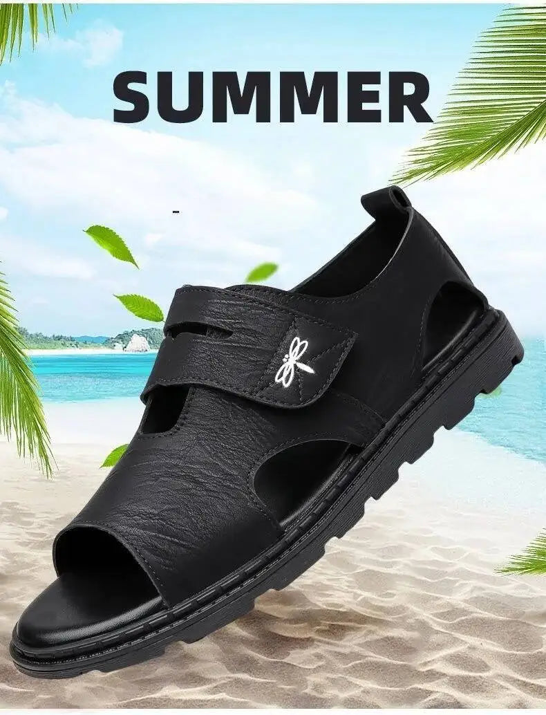 2025 New Fashion Brand Roman Sandals For Men Soft Sole Comfortable High-Quality Leather Beach Men's Casual Shoes