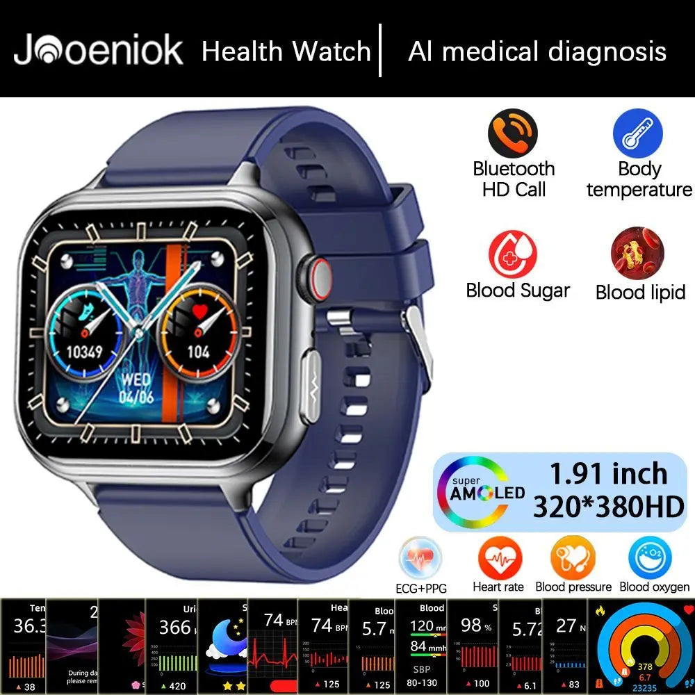 2025New Medical Grade ECG+PPG Smart Watch BMI Body Fat Uric Acid Painless Non-invasive Blood Sugar Monitoring Calling Smartwatch