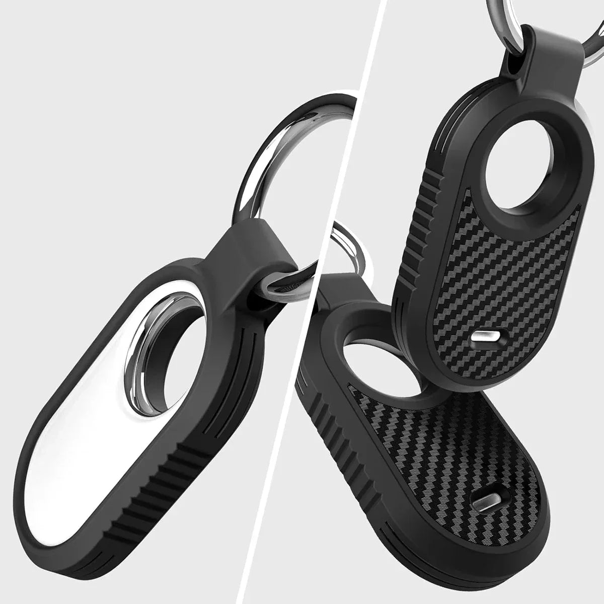 Carbon Fiber Style Case For Samsung Galaxy Smart Tag 2 Locator Anti-lost Backpack Keychain TPU Soft Silicone Protect Back Cover
