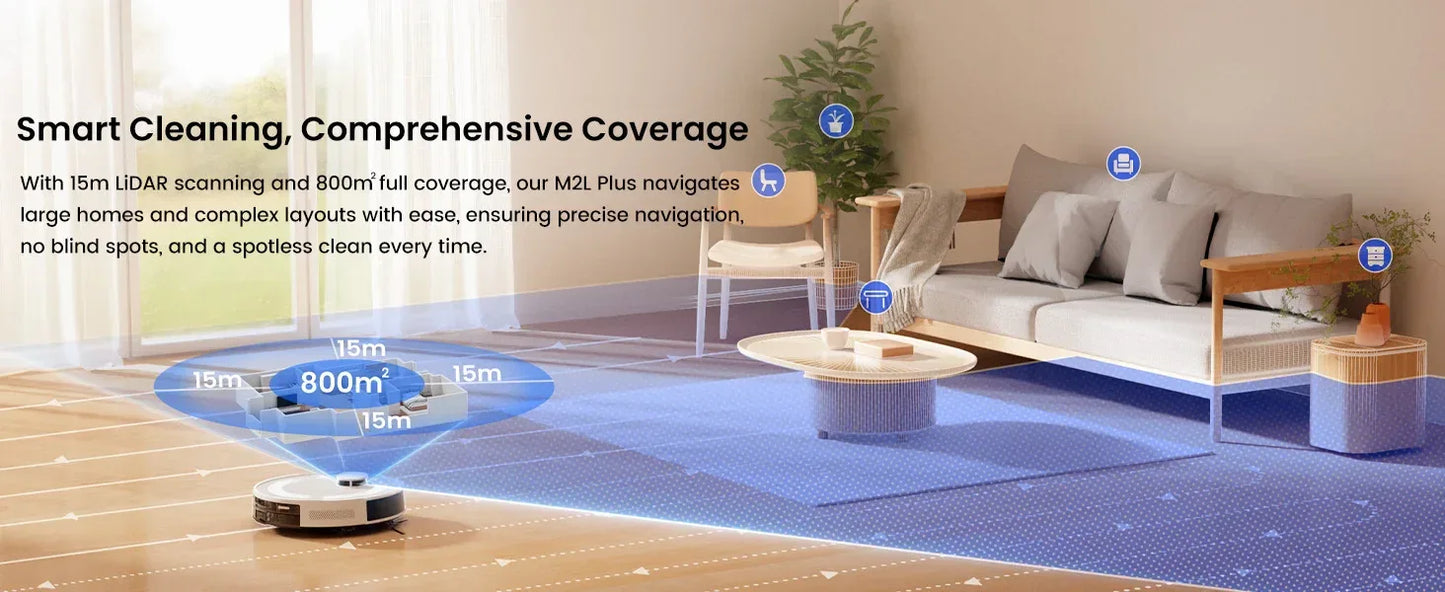 LEFANT M2L Plus Robot Vacuum Cleaner with Mapping, 6000Pa Suction, Emptying Station, Automatic Washing and Drying, DTOF Laser