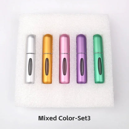 New Hot 5pcs Sets Portable 5ml Perfume Refill Bottle Refillable Spray Scent Pump Empty Atomizer Cosmetic Containers Travel Gift
