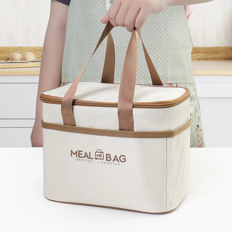 Portable lunch bag food insulated box Waterproof shoulder strap insulated box, hand-held lunch box bag, fresh aluminumA-DH