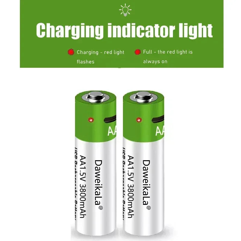 New 1.5V AAA grade lithium-ion battery with 3000mAh capacit USB rechargeable battery suitable forRomote Control LED toy keyboard