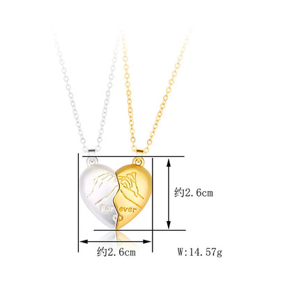 2Pcs/Lot Couple Love Magnetic Charm Necklace Friendship Half Heart Pendant Necklace For Women Valentine's Day Gift dz537