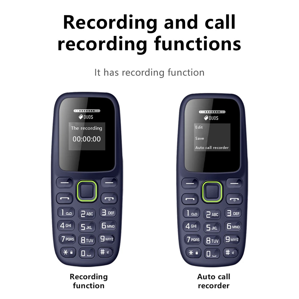 Button Mini Mobile Phone Bluetooth Earphone Dual SIM Cards Low Radiation Pocket Telephone Recording Alarm Backup Phone for Sport