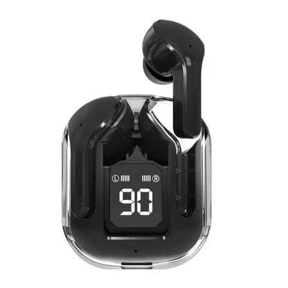 Bluetooth 5.3 Wireless Headset Transparent Headphones LED Power Digital Display Stereo Sound Earphones for Sports Working