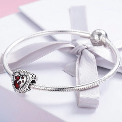 WOSTU Real 925 Sterling Silver Heart Pendents Gifts Charms Beads Fit Original DIY Bracelet Necklace Mother's Day Jewelry for Mom