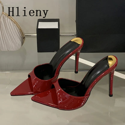 Hlieny 2026 Summer Fashion Stiletto Heels Women Pointed Toe Slippers Banquet Dress Sandals Party Wedding Mule Slides Shoes