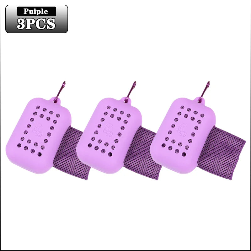 10PCS Portable Mini Silica Gel Set Cold Towel Polyester Fiber Outdoor Cooling Towel Fitness sports gym Run quick Dry Cool Towel