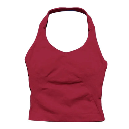 HISTELLO Halter Top Gym Vest Woman Backless Tank Tops Push Up Sport Bras Running Vest Workout Tops Activewear Yoga Clothing