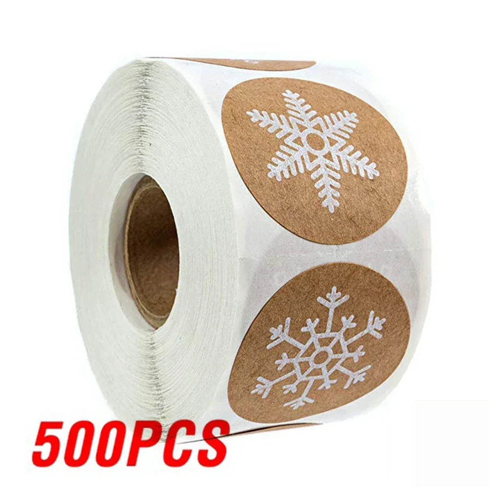 100-500Pcs Gold Snowflake Christmas Stickers Candy Bag Envelopes Sealing Label Christmas Gifts Box Decorations Sticker