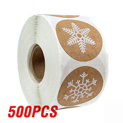 100-500Pcs Gold Snowflake Christmas Stickers Candy Bag Envelopes Sealing Label Christmas Gifts Box Decorations Sticker